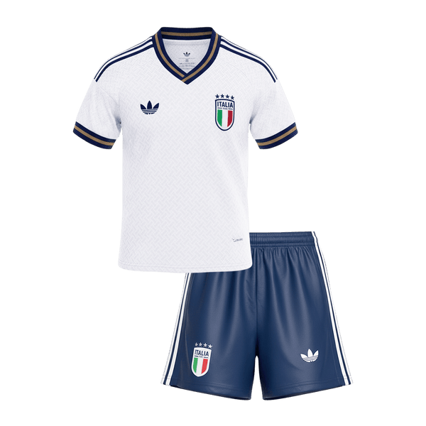 Kid's Italy Away Soccer Jersey Kit(Jersey+Shorts) World Cup 2026 White - Football Shirt | SmartJerseys | Official Quality