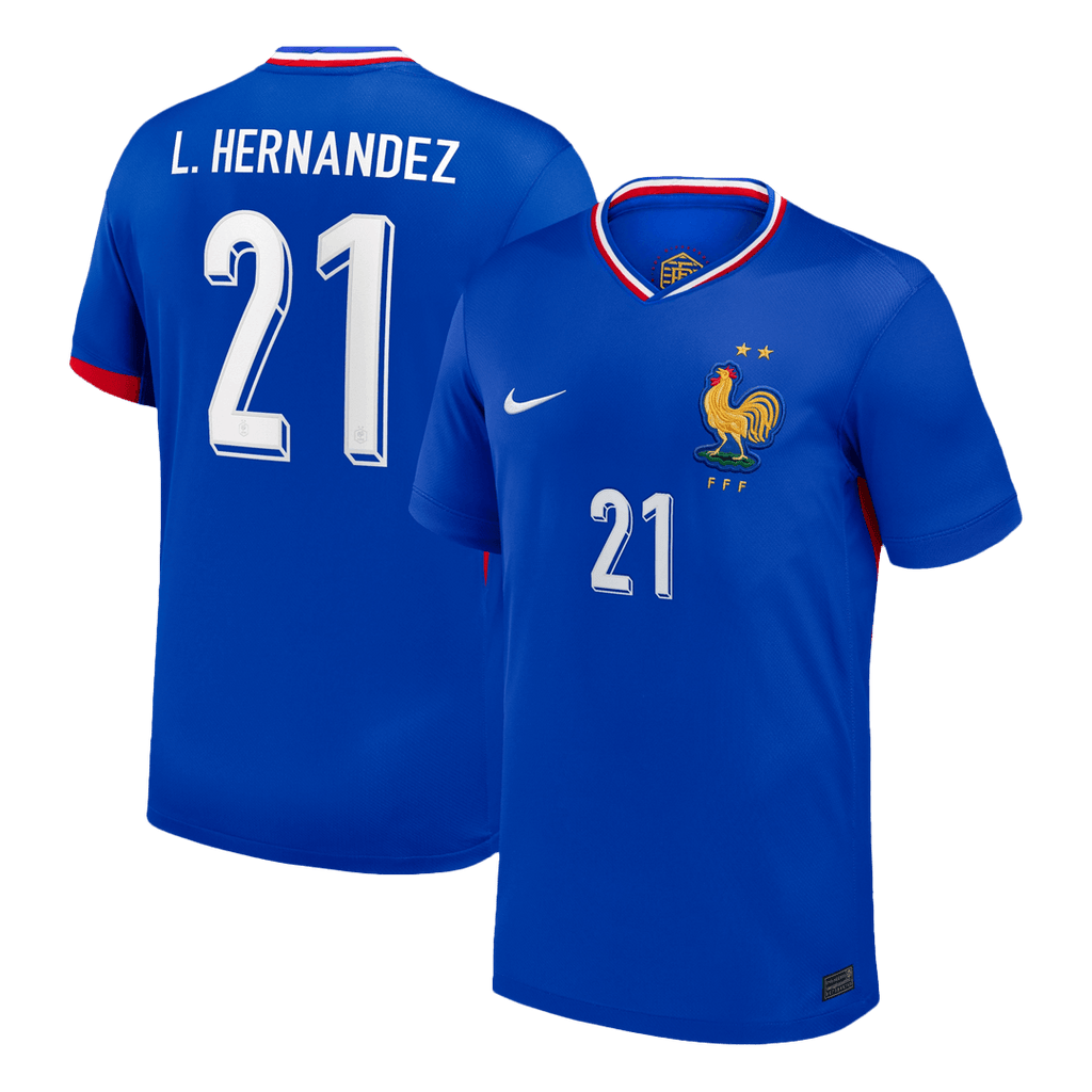 L.Hernandez #21 France Euro Home Soccer Jersey 2024 Blue - Football Shirt | SmartJerseys | Official Quality