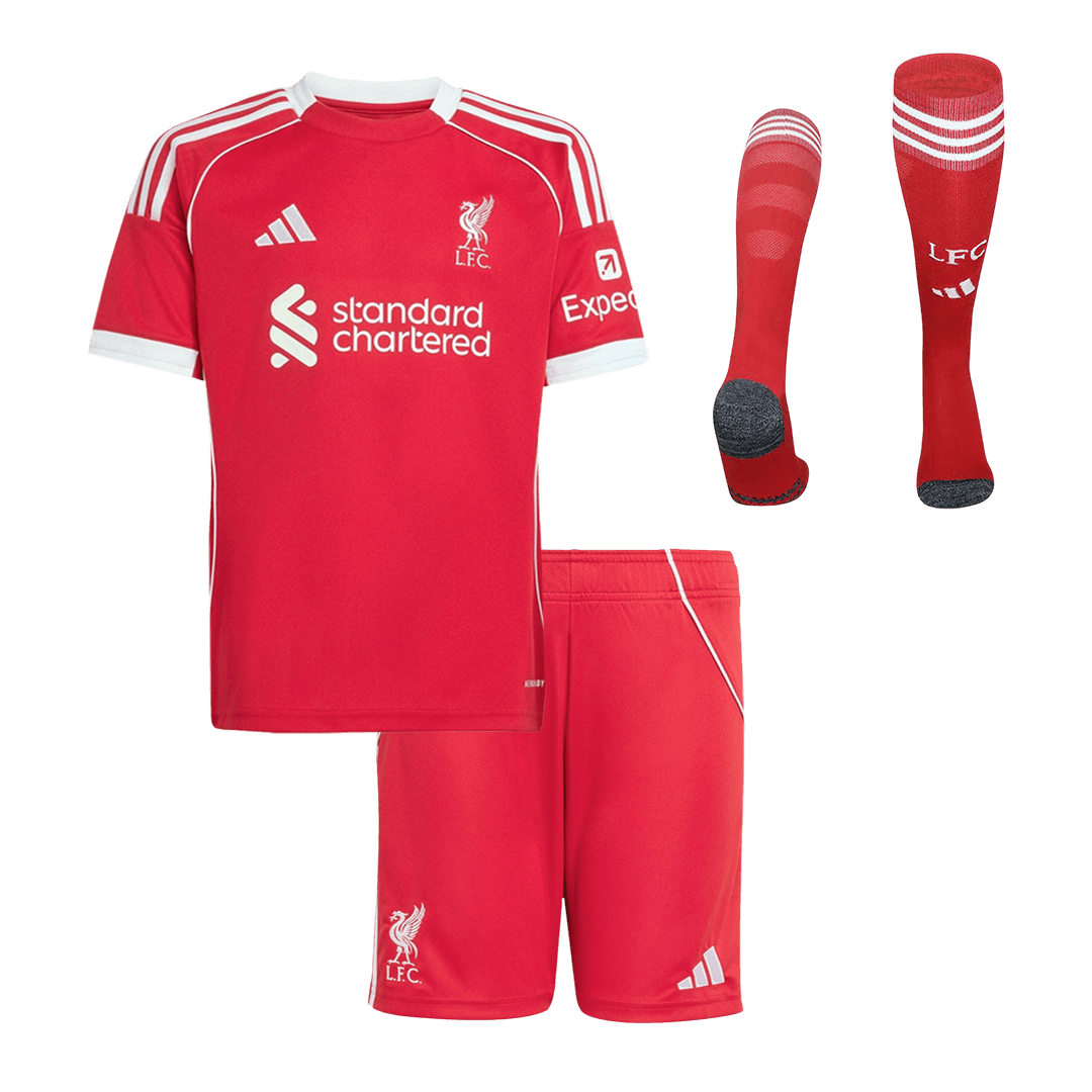 Kid's Liverpool Home Soccer Jersey Kit(Jersey+Shorts+Socks) 25/26 Red - Football Shirt | SmartJerseys | Official Quality