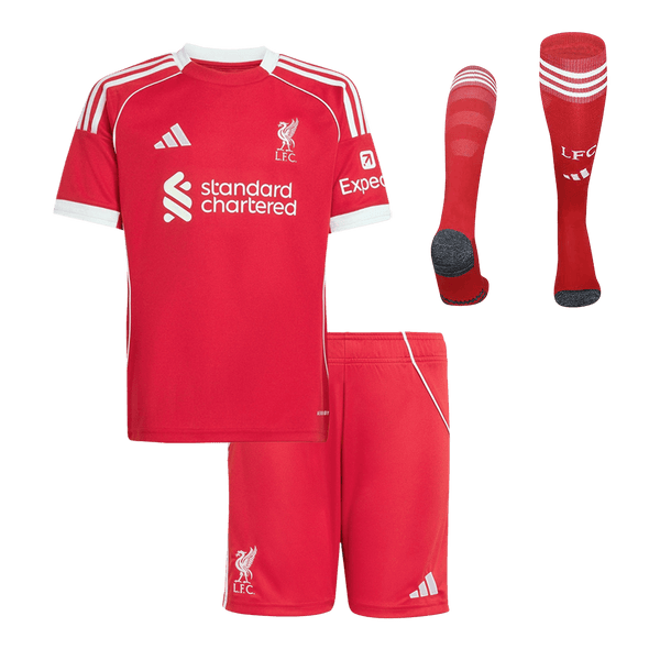 25/26 Red Kid's Liverpool Home Soccer Jersey Kit(Jersey+Shorts+Socks) - Football Shirt | SmartJerseys | Official Quality
