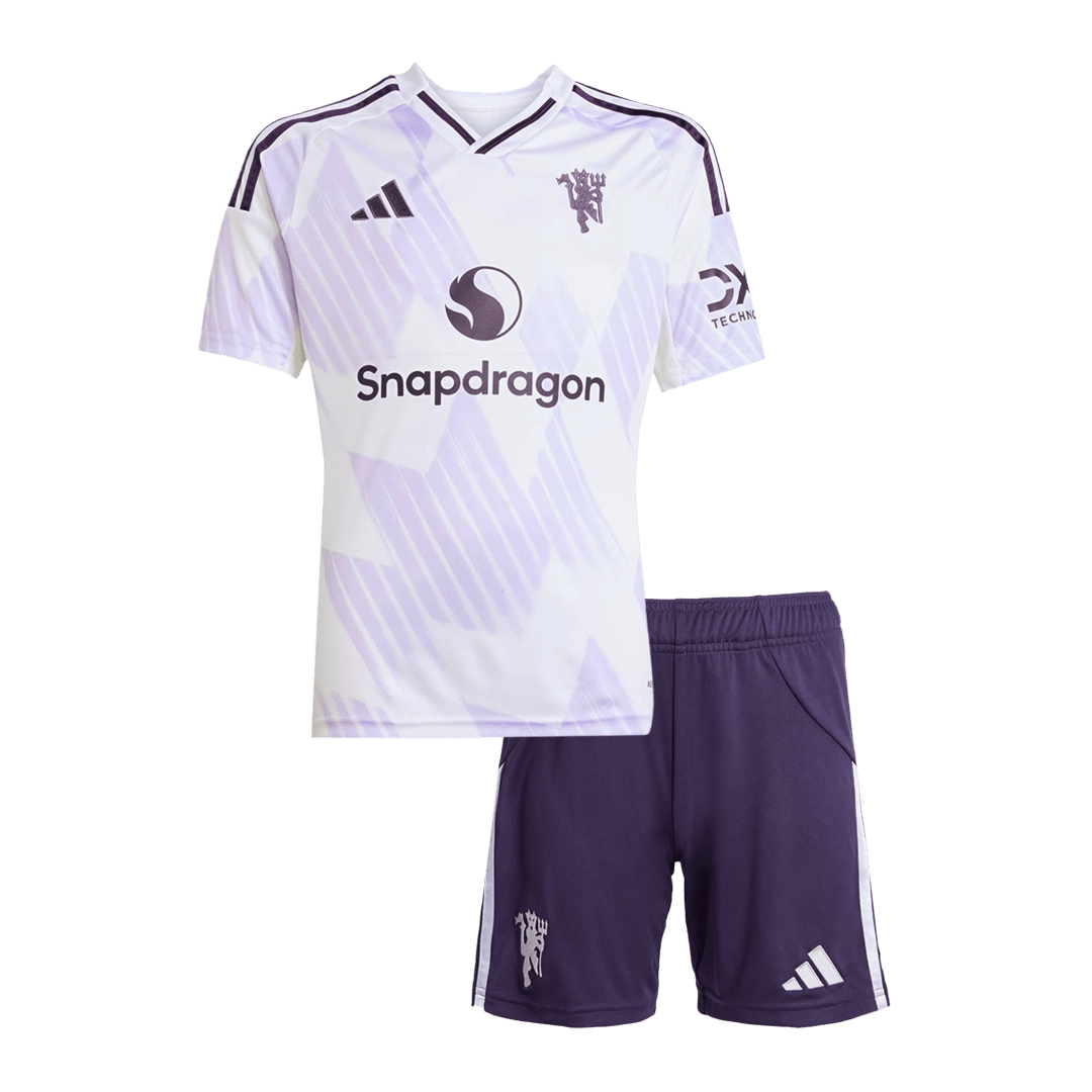 Manchester United Away Soccer Jersey Kit 2025/26 Kids(Jersey+Shorts) - Football Shirt | SmartJerseys | Official Quality