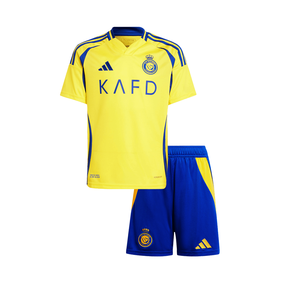 Al Nassr Home Soccer Jersey Kit 2024/25 Kids(Jersey+Shorts) - Football Shirt | SmartJerseys | Official Quality