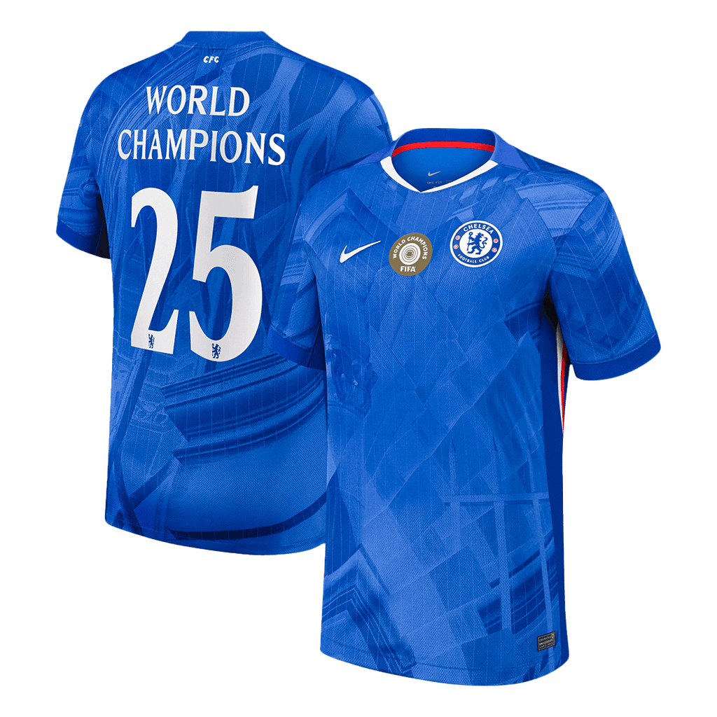Maillot domicile de Chelsea, champions du monde, n° 25, saison 2025/26