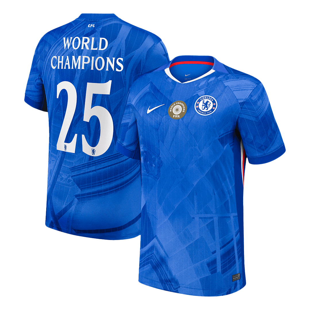 Maillot domicile de Chelsea, champions du monde, n° 25, saison 2025/26
