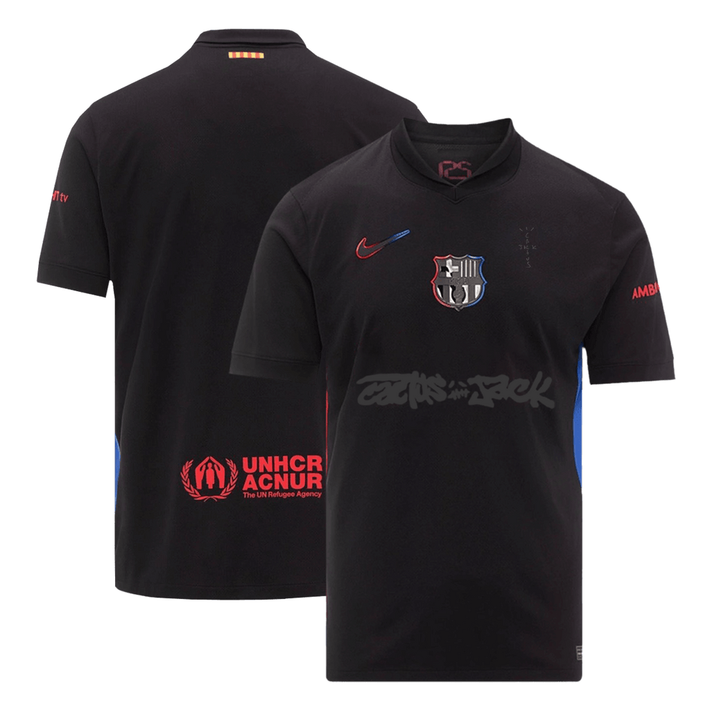 Camiseta de fútbol visitante del Barcelona x Travis Scott 2024/25, negra