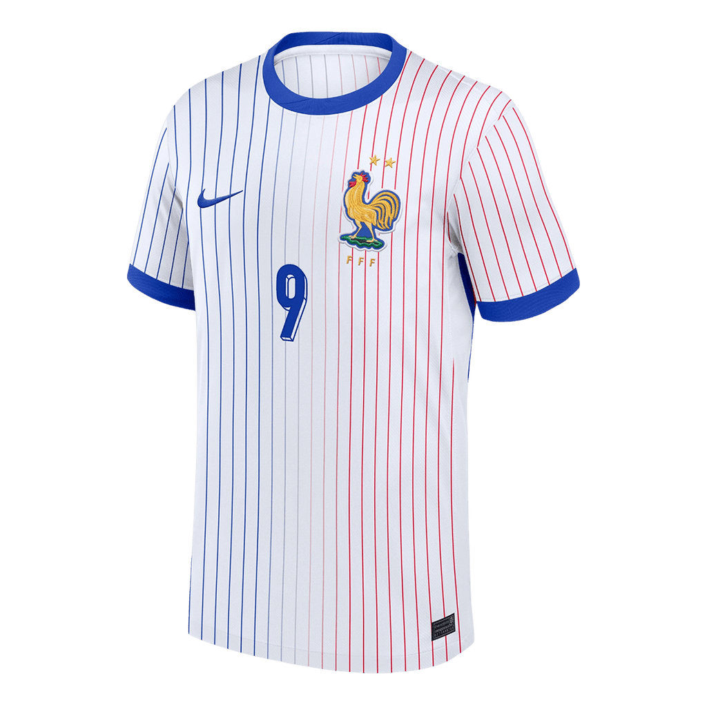 THURAM #9 Maillot extérieur de l'Euro 2024 de l'équipe de France, blanc