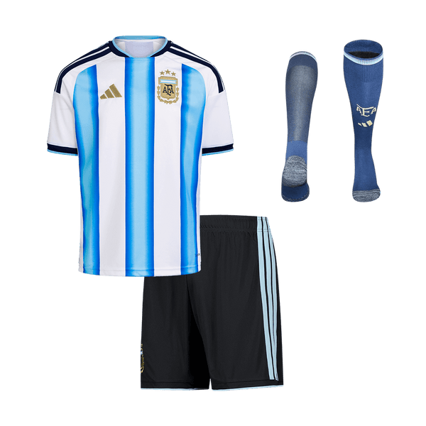 Kid's Argentina Home Soccer Jersey Kit(Jersey+Shorts+Socks) World Cup 2026 Blue&White - Football Shirt | SmartJerseys | Official Quality