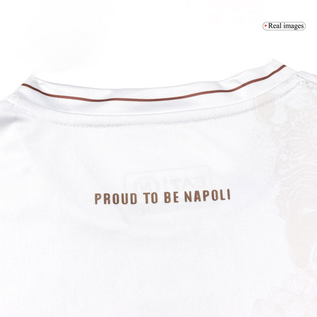 Kit de visitante del Napoli 25/26 para niños (camiseta y pantalones cortos) blanco