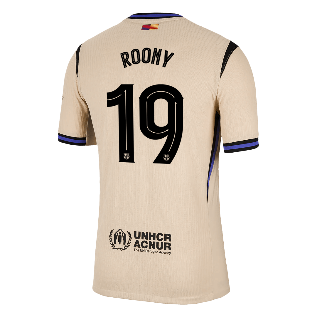 Camiseta de fútbol visitante auténtica del Barcelona 2025/26 ROONY #19, amarilla - UCL