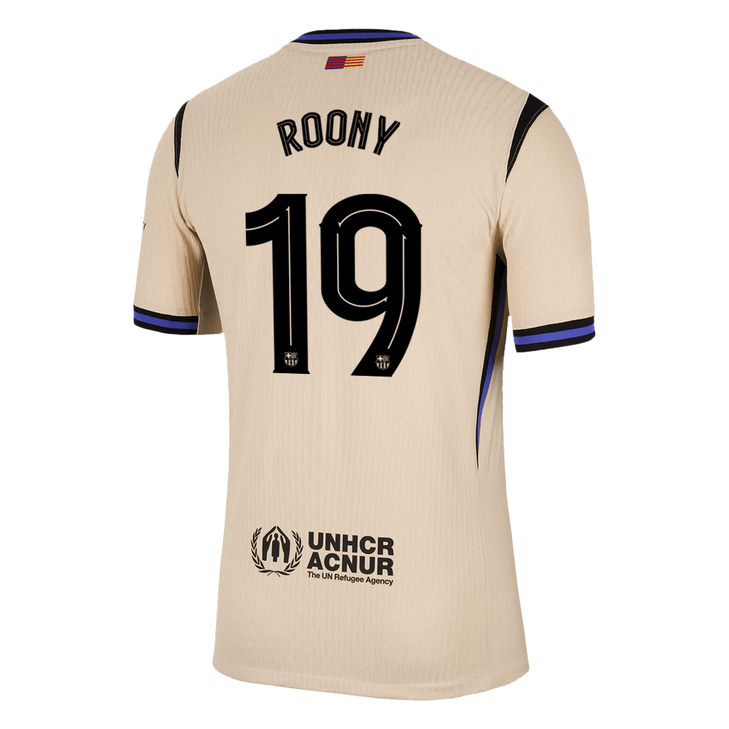 Camiseta de fútbol visitante auténtica del Barcelona 2025/26 ROONY #19, amarilla - UCL