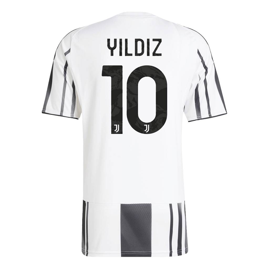 Camiseta de fútbol local de la Juventus YILDIZ #10 2025/26, negra y blanca