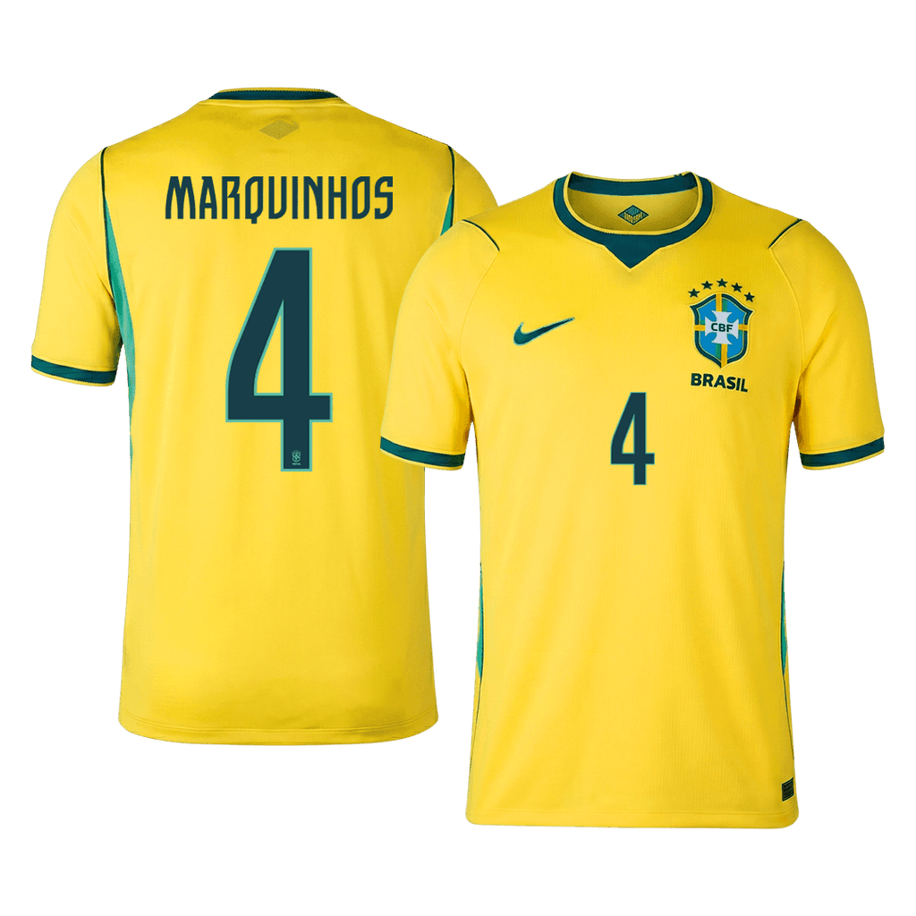 MARQUINHOS #4 Brazil Home Soccer Jersey World Cup 2026 Yellow