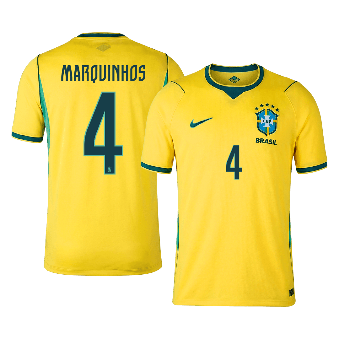 MARQUINHOS #4 Brazil Home Soccer Jersey World Cup 2026 Yellow