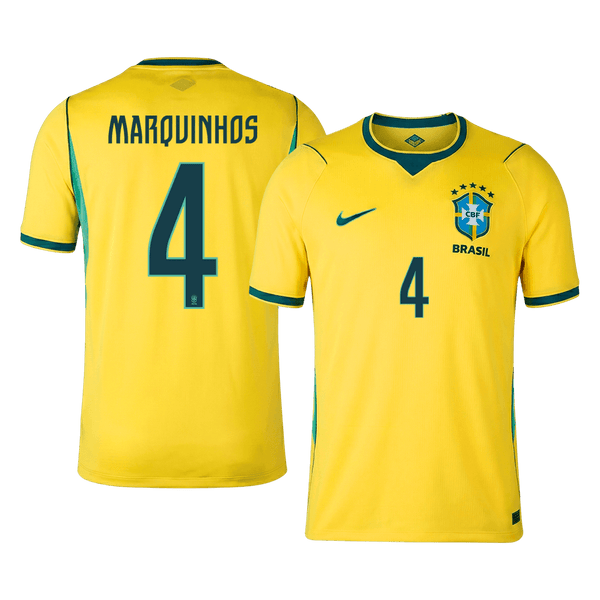 MARQUINHOS #4 Brazil Home Soccer Jersey World Cup 2026 Yellow - yellow front view - SmartJerseys