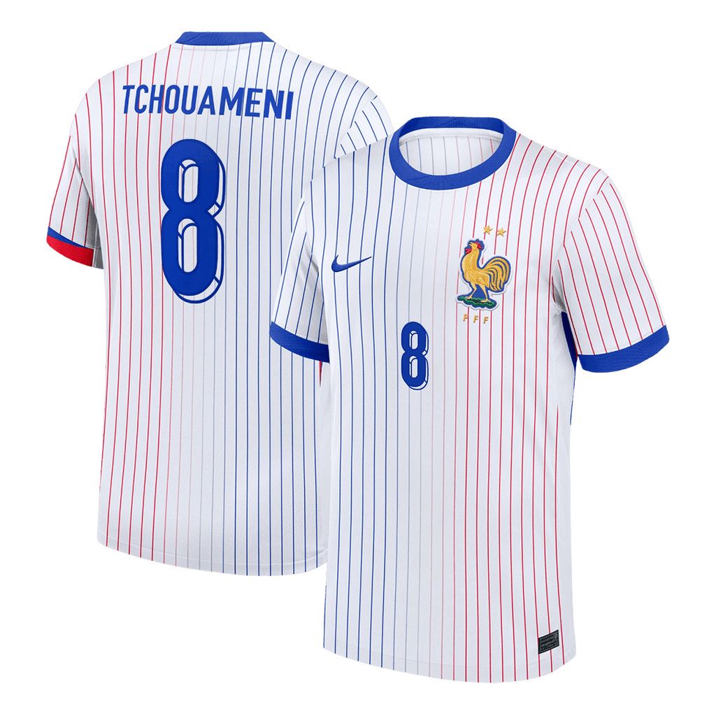 TCHOUAMENI #8 France Euro Away Soccer Jersey 2024 White - Football Shirt | SmartJerseys | Official Quality