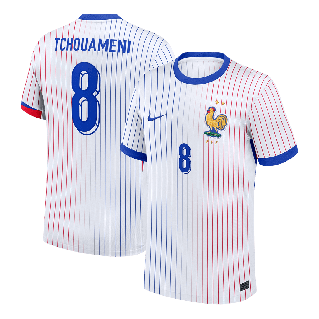 TCHOUAMENI #8 France Euro Away Soccer Jersey 2024 White - Football Shirt | SmartJerseys | Official Quality