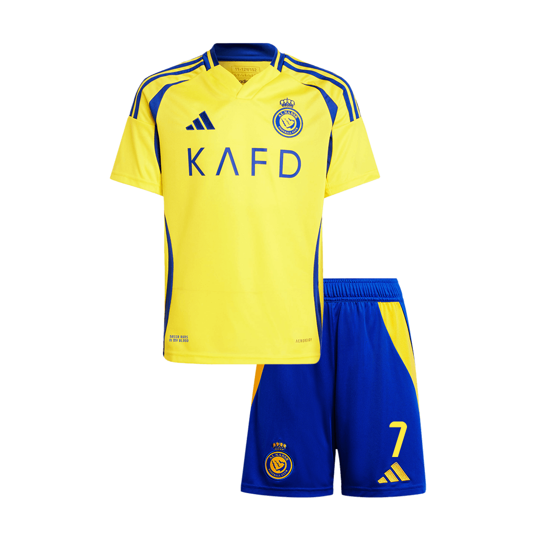 Camiseta de fútbol local Al Nassr RONALDO #7 2024/25 para niños (camiseta y pantalones cortos) - ACL