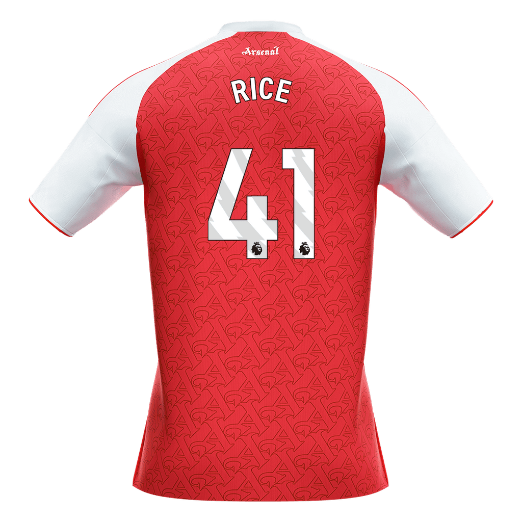 Maillot domicile Arsenal 2025/26 rouge, numéro 41 (RICE)