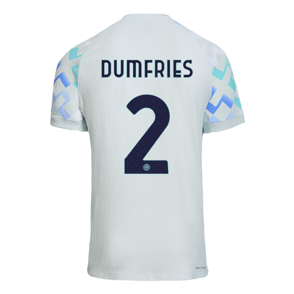 Camiseta de fútbol visitante auténtica del Inter de Milán DUMFRIES #2 2025/26 Azul