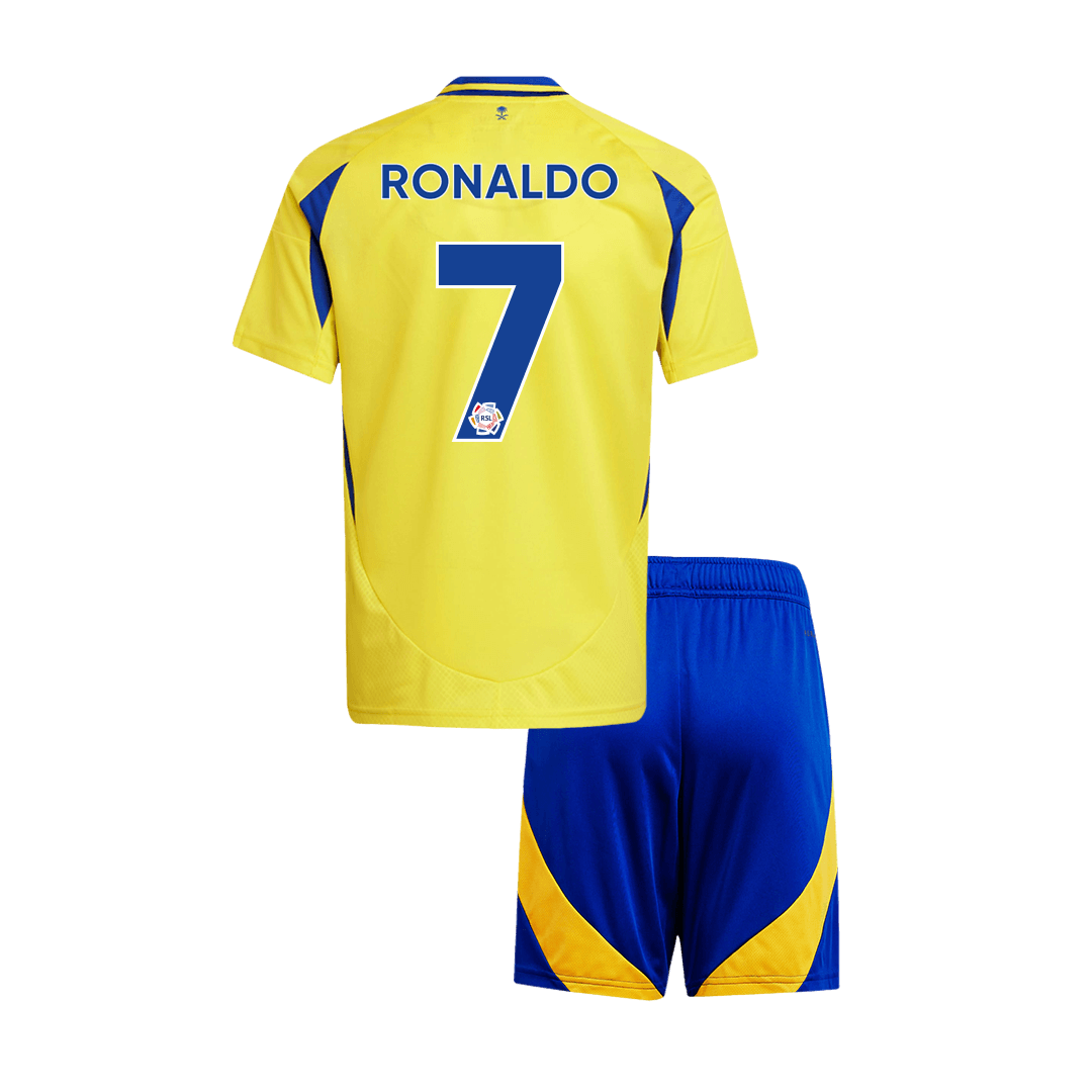 Al Nassr RONALDO #7 Home Soccer Jersey Kit 2024/25 Kids(Jersey+Shorts) - Football Shirt | SmartJerseys | Official Quality