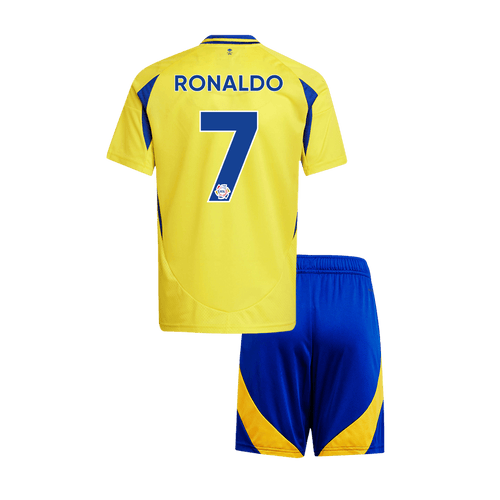 Al Nassr RONALDO #7 Home Soccer Jersey Kit 2024/25 Kids(Jersey+Shorts) - Football Shirt | SmartJerseys | Official Quality