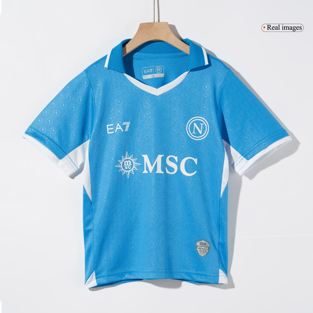 Camiseta de fútbol local del Napoli 2024/25 para niños (camiseta y pantalón corto)