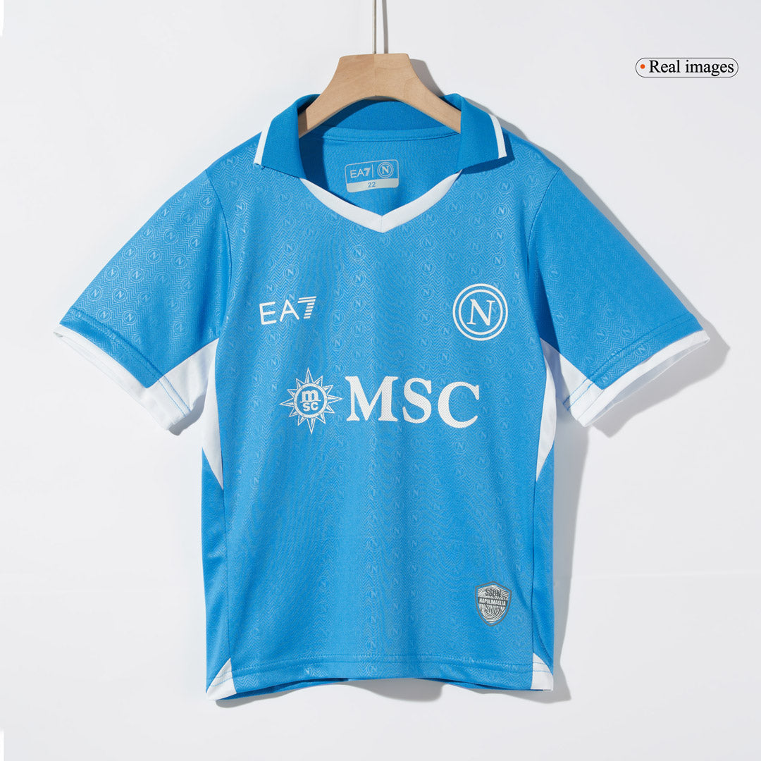 Camiseta de fútbol local del Napoli 2024/25 para niños (camiseta y pantalón corto)