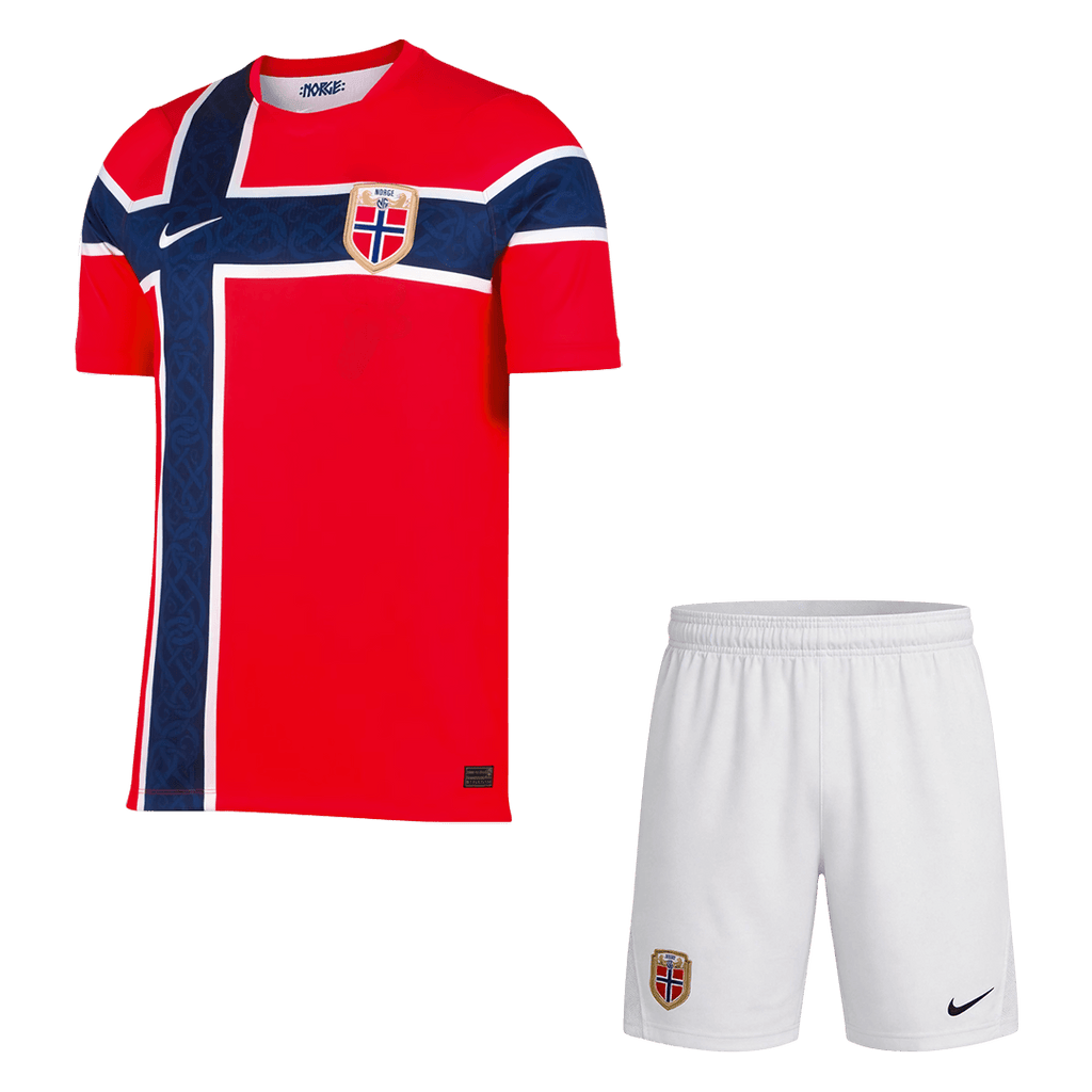Norway Home Soccer Jersey Kit (Jersey+Shorts) World Cup 2026 Red&White