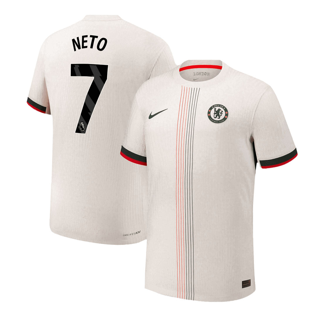 NETO #7 Authentic Chelsea Away Soccer Jersey 2025/26 White - Football Shirt | SmartJerseys | Official Quality