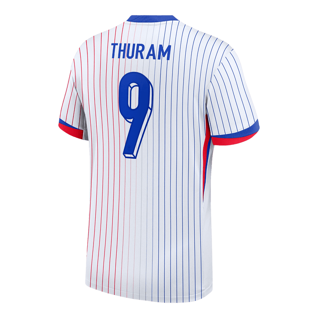 THURAM #9 Maillot extérieur de l'Euro 2024 de l'équipe de France, blanc