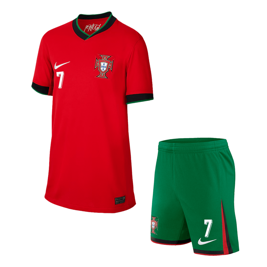 Portugal RONALDO #7 Home Jersey Kit EURO 2024 Kids(Jersey+Shorts) - Football Shirt | SmartJerseys | Official Quality