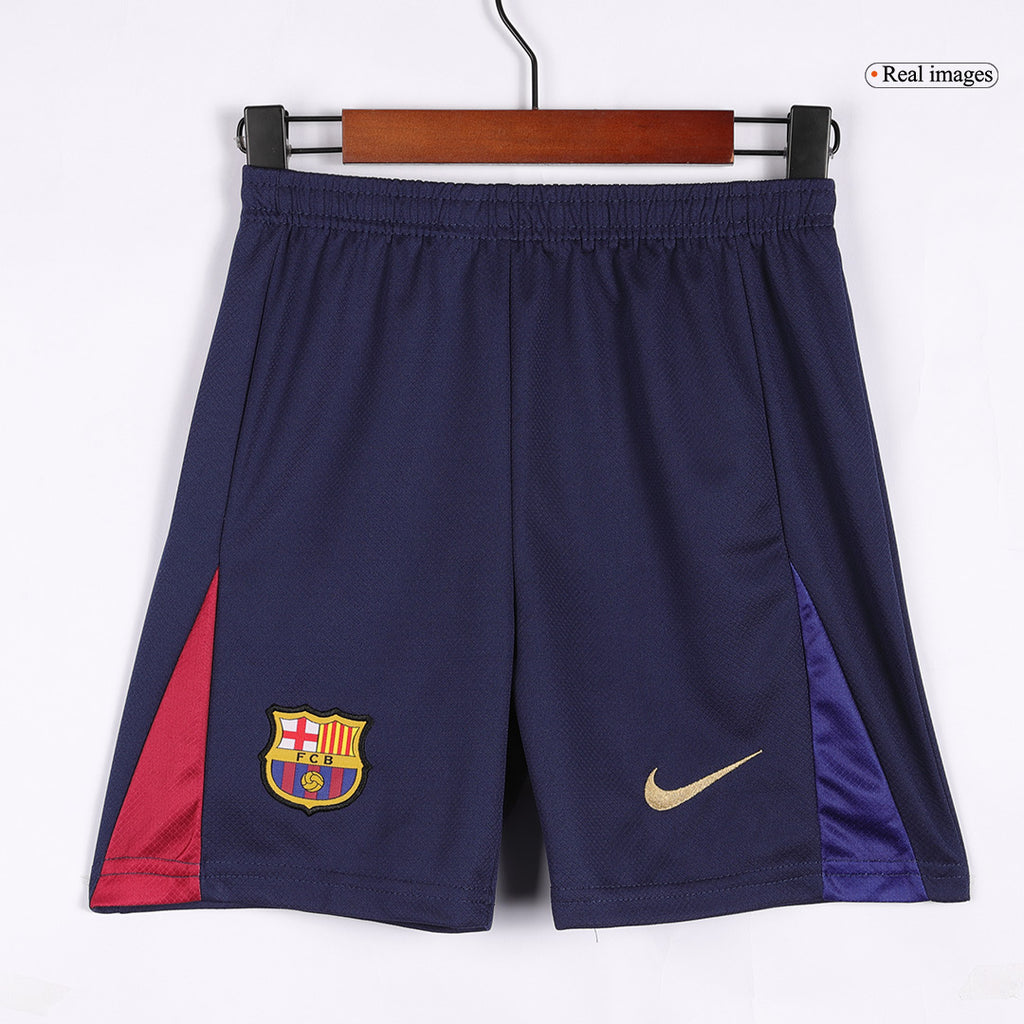 Camiseta local del Barcelona 2024/25 para niños (camiseta y pantalón corto) con el logotipo de Spotify sin texto