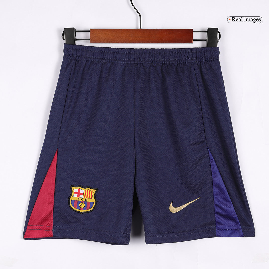 Camiseta local del Barcelona 2024/25 para niños (camiseta y pantalón corto) con el logotipo de Spotify sin texto