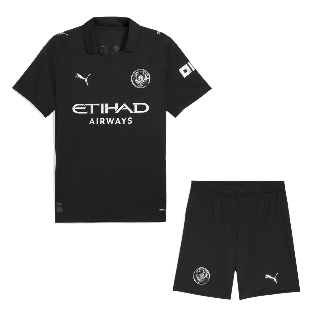 Manchester City Away Soccer Jersey Kit(Jersey+Shorts) 2025/26 Black - Football Shirt | SmartJerseys | Official Quality