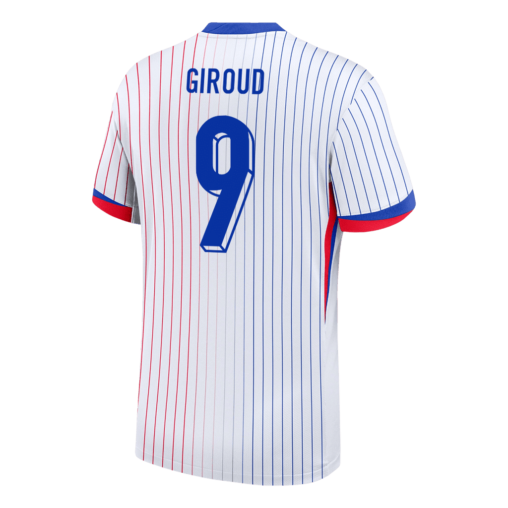Camiseta de fútbol de visitante de Francia GIROUD #9 para la Eurocopa 2024, blanca