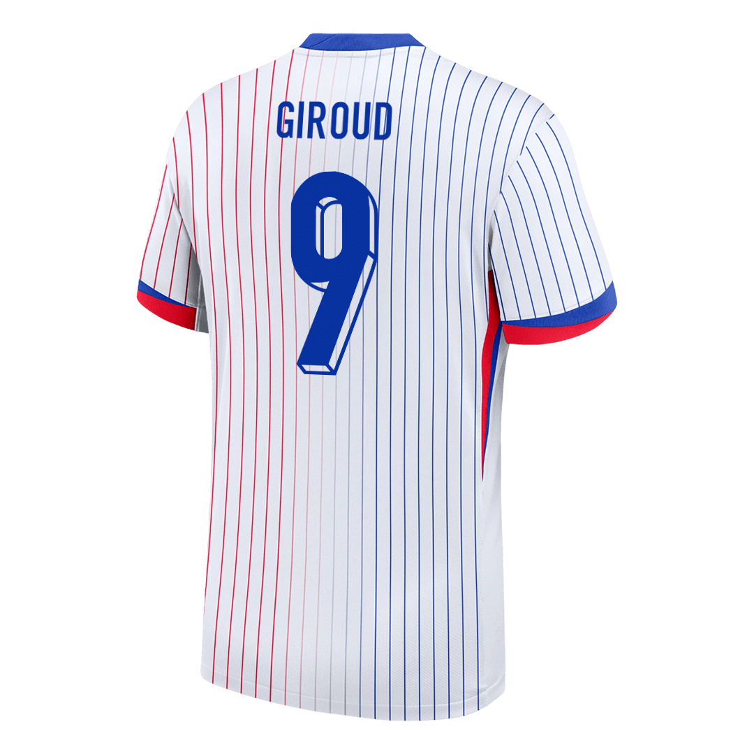 Camiseta de fútbol de visitante de Francia GIROUD #9 para la Eurocopa 2024, blanca