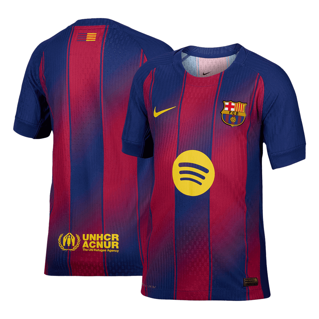 Camiseta de fútbol local auténtica del Barcelona 2025/26, roja y azul
