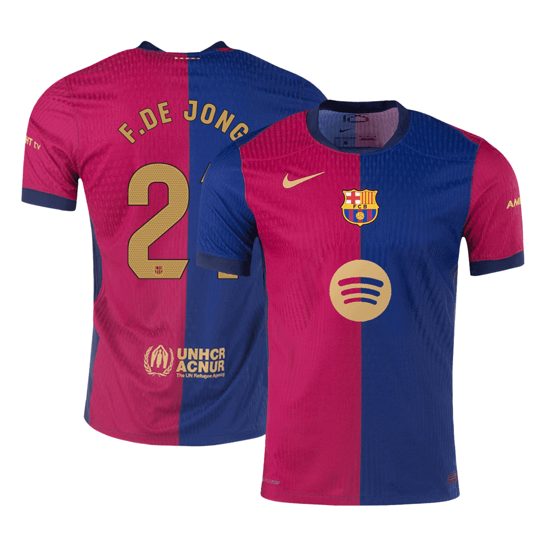 Barcelona F.DE JONG #21 Home Soccer Jersey Authentic 2024/25 - Spotify Logo Without Text - Football Shirt | SmartJerseys | Official Quality