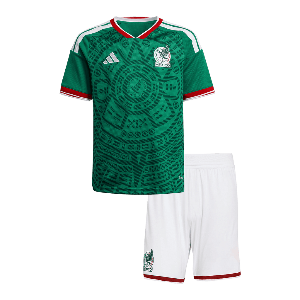 Kid's Mexico Home Soccer Jersey Kit(Jersey+Shorts) 25/26 Green - Football Shirt | SmartJerseys | Official Quality