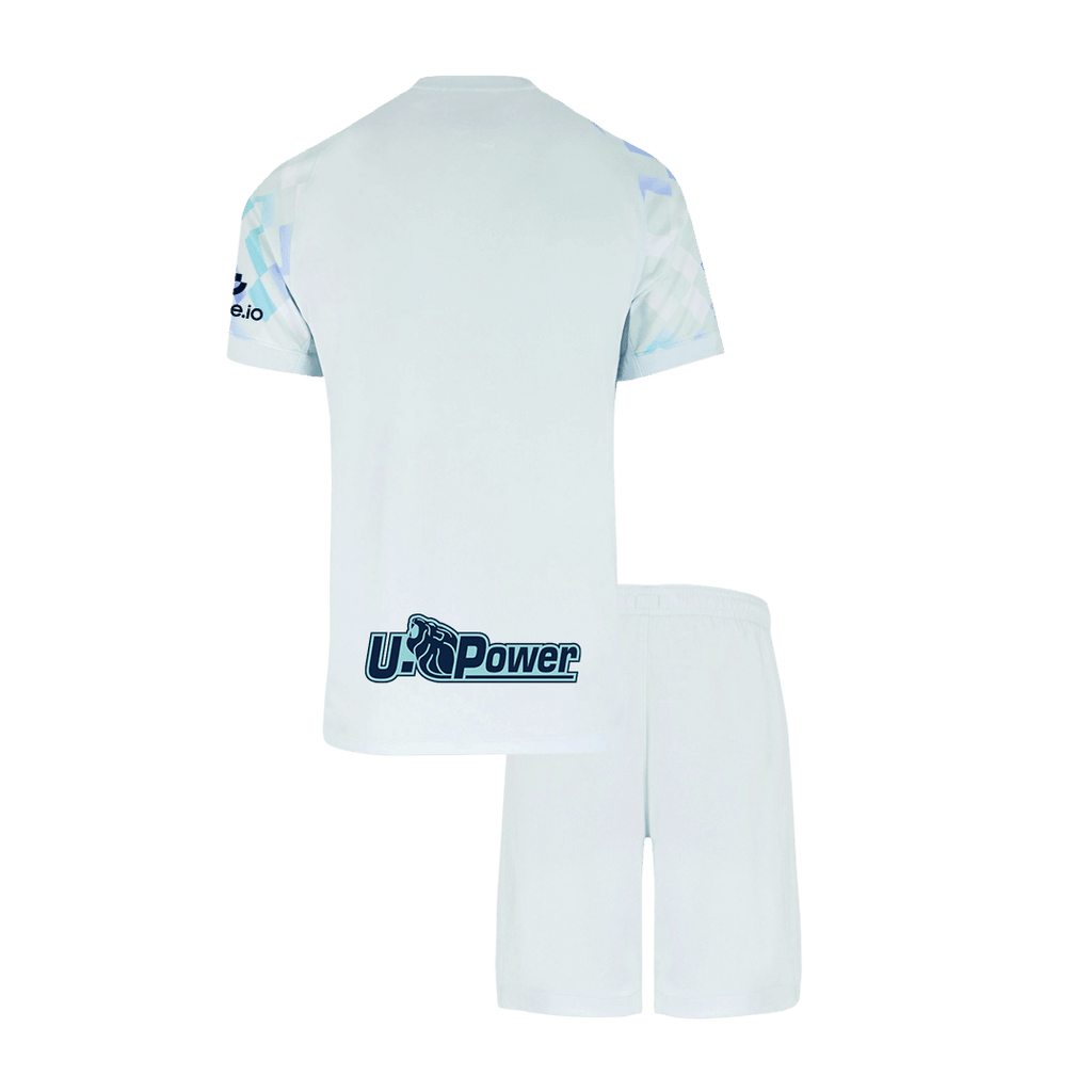 Camiseta de fútbol visitante del Inter de Milán para niño (camiseta y pantalón corto) 2025/26, color blanco