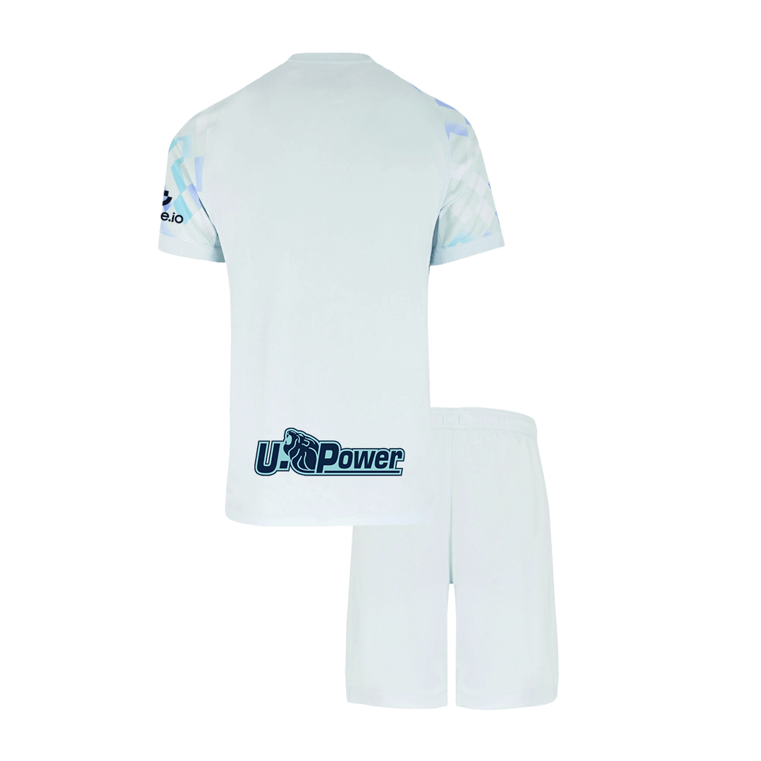 Camiseta de fútbol visitante del Inter de Milán para niño (camiseta y pantalón corto) 2025/26, color blanco