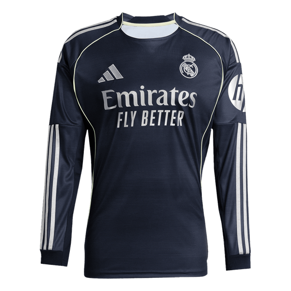 Real Madrid Long Sleeve Away Soccer Jersey 2025/26 - Football Shirt | SmartJerseys | Official Quality