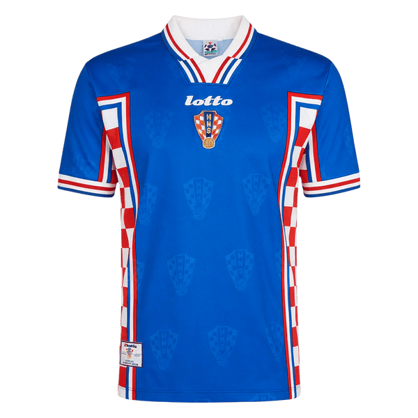 Retro Croatia Away Soccer Jersey World Cup1998 Blue - blue front view - SmartJerseys