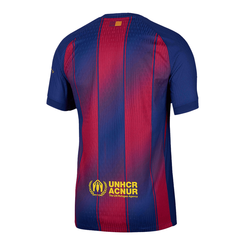 Camiseta de fútbol local auténtica del Barcelona x Ed Sheeran 25/26, roja y azul