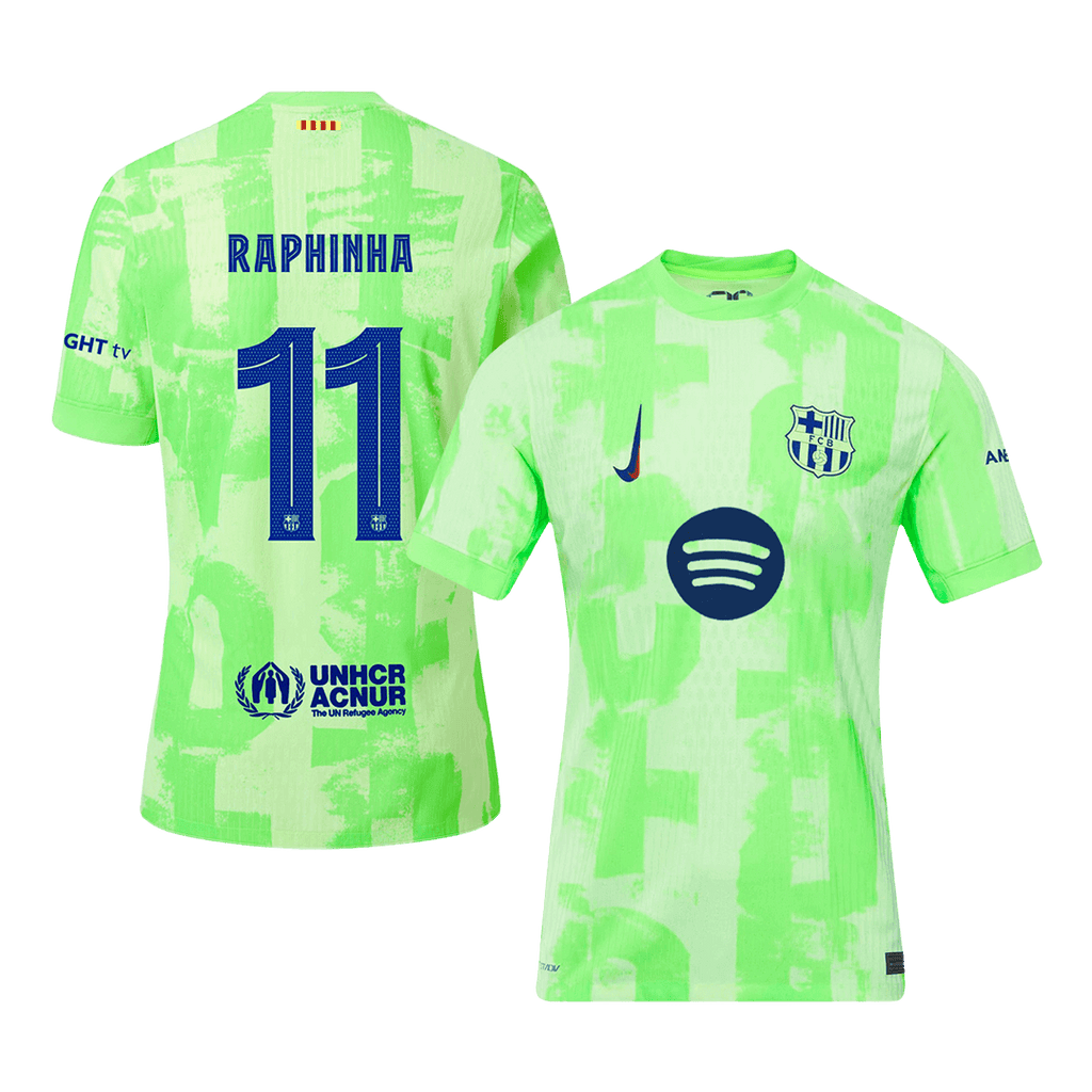 Barcelona RAPHINHA #11 Third Away Soccer Jersey Authentic 2024/25 - UCL（Spotify Logo Without Text） - Football Shirt | SmartJerseys | Official Quality