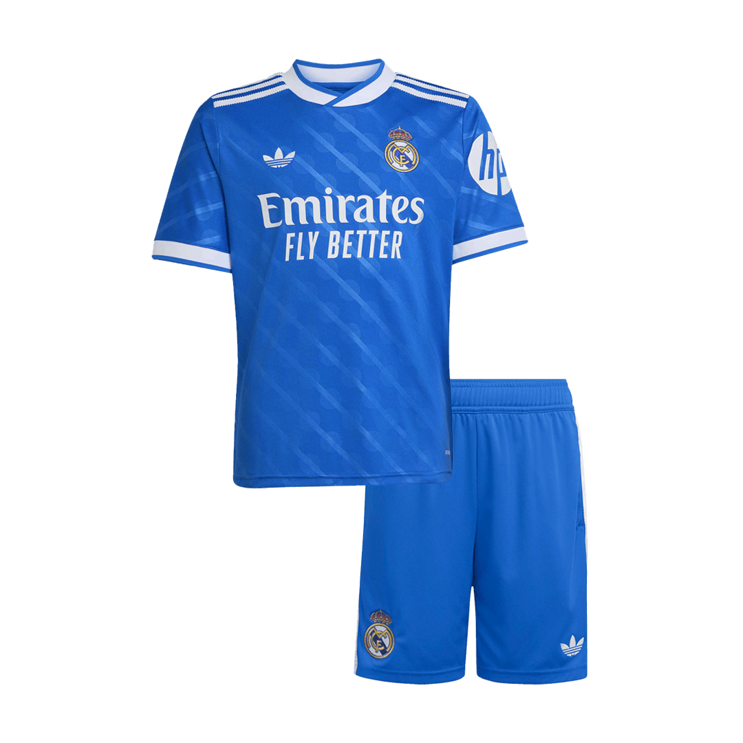 Kid's Real Madrid Third Away Soccer Jersey Kit(Jersey+Shorts) 25/26 Blue - Football Shirt | SmartJerseys | Official Quality