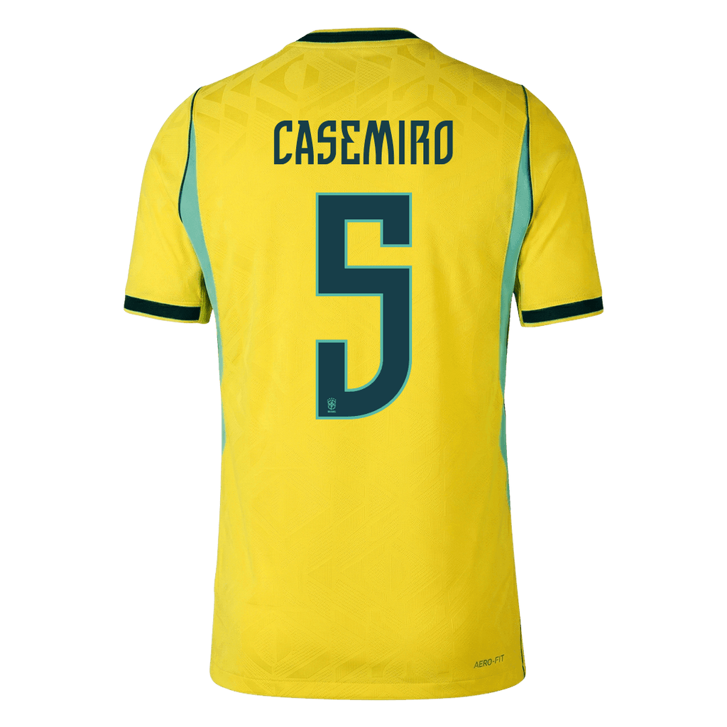 CASEMIRO #5 Player Version Brazil Home Soccer Jersey World Cup 2026 Yellow