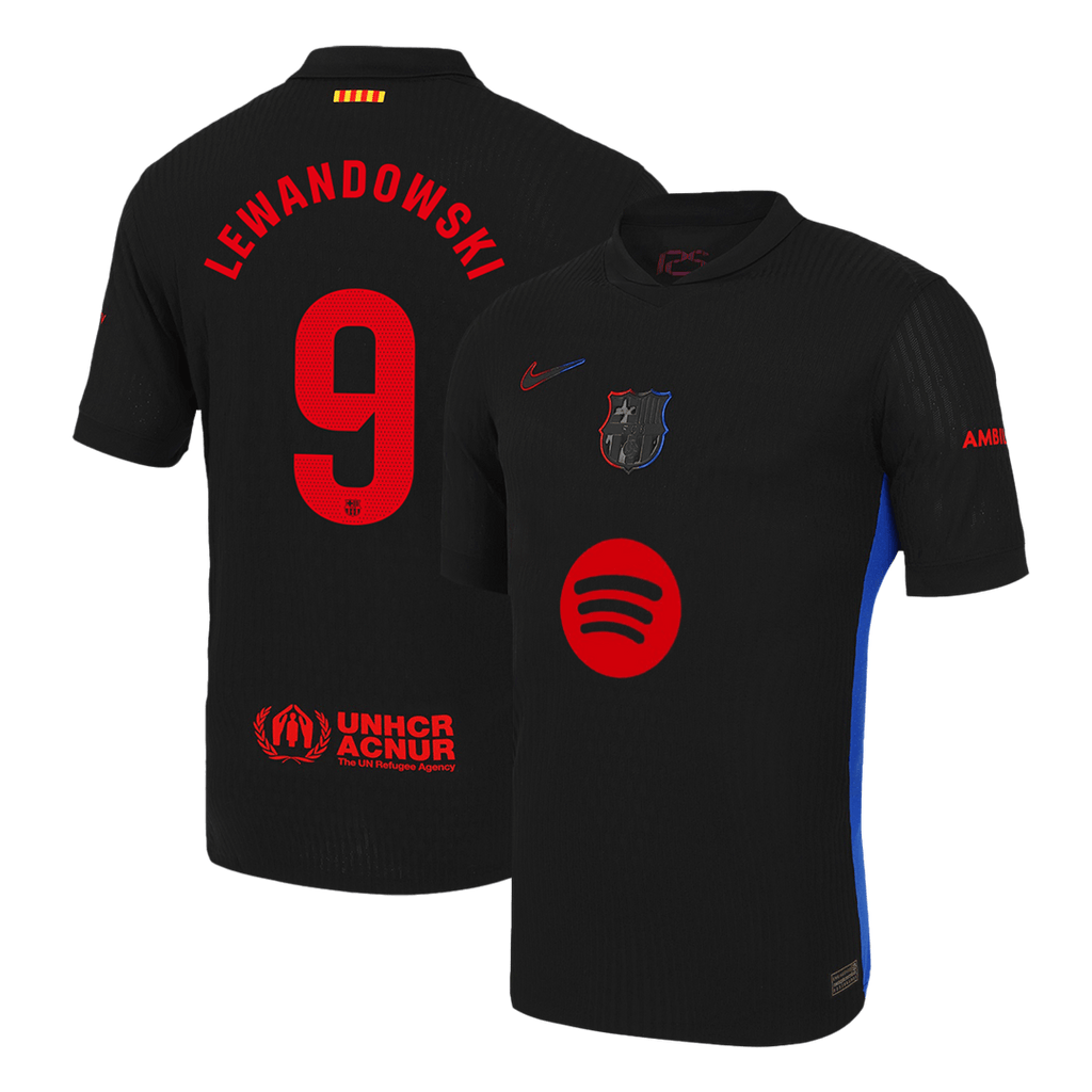 Barcelona LEWANDOWSKI #9 Away Soccer Jersey Authentic 2024/25 - Spotify Logo Without Text - Football Shirt | SmartJerseys | Official Quality