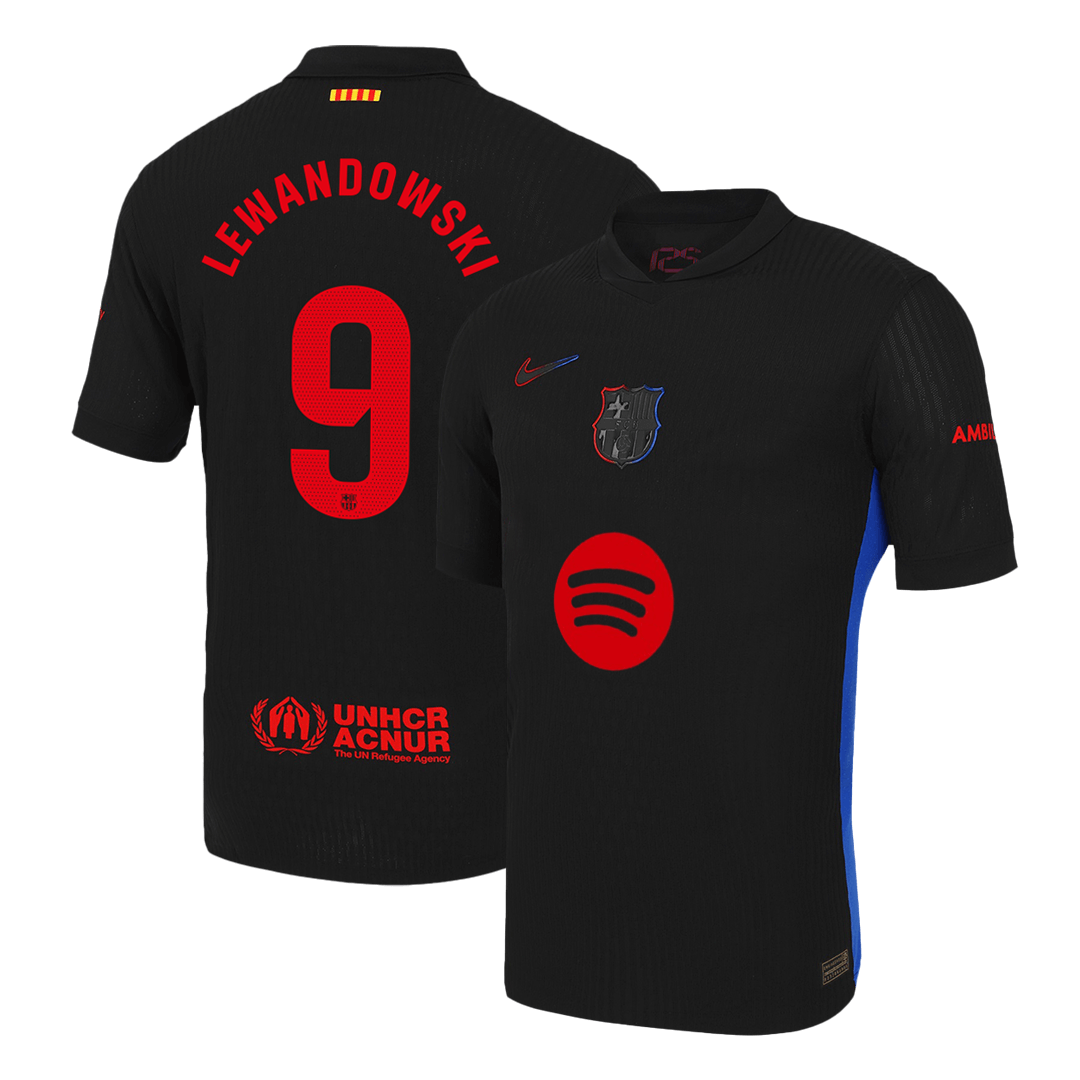 Barcelona LEWANDOWSKI #9 Away Soccer Jersey Authentic 2024/25 - Spotify Logo Without Text - Football Shirt | SmartJerseys | Official Quality