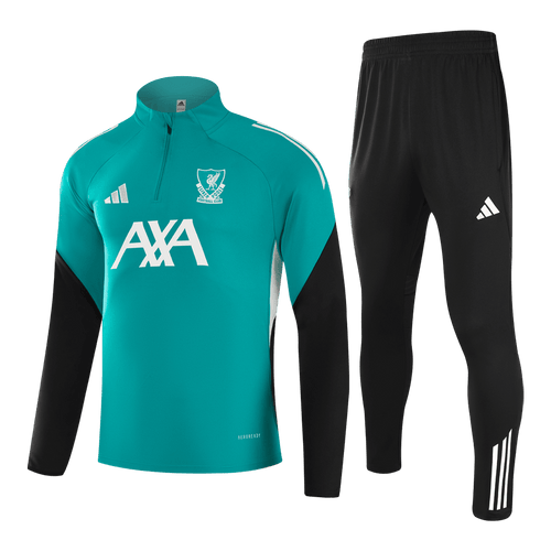 25/26 Kid's Liverpool Zipper Sweatshirt Kit(Top+Pants)  Green - Football Shirt | SmartJerseys | Official Quality